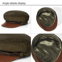 Béret pour hommes Casquette Lvy Vert Chapeau de sport tactique pour hommes Casquette de gavroche en coton à bord plat Casquettes de patrouille Sun Cadet Plain