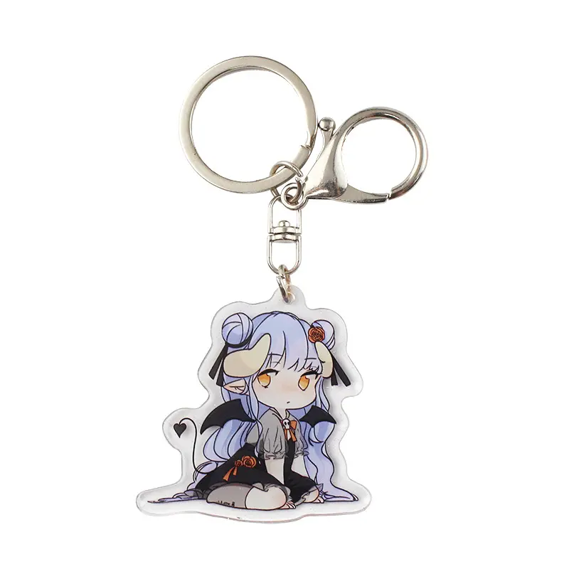 Customized Design Transparent UV Printing Round Clear Plastic Glitter Acrylic Keychains