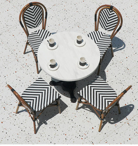 Vente en gros de meubles de chaises d'extérieur empilables en tube d'aluminium PE et rotin ensemble de chaises et de tables imperméables pour café-restaurant et jardin - Product Image 5