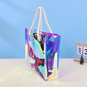 Bolsa de Playa Plegable Moderna Personalizada con Holograma de PVC, Bolso de Mano Transparente con Láser 2024, Bolsas de Compras Holográficas Iridiscentes - Product Image 3