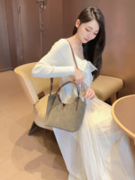 Sac fourre-tout vert pour femme 2026, nouveau, en PU souple, haut de gamme, luxe léger, couleur unie contrastante, avec boucle de verrouillage, toutes saisons