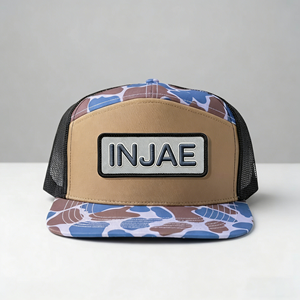 Gorra de Béisbol Trucker de 7 Paneles con Visera Plana y Cierre a Presión, con Logotipo Personalizado, Diseño de Camuflaje, para Hombre y Mujer, Ajustable, para Verano y Actividades al Aire Libre - Product Image 1