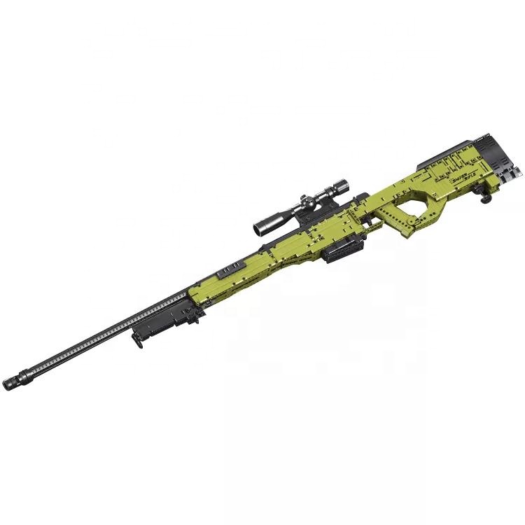 AWM Sniper Rifle Model with Shooting Bricks Set Gun Toy