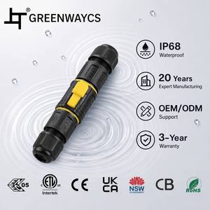 ขั้วต่อกันน้ำ IP68 LP-20 แบบ <span class=keywords><strong>2</strong></span> ทาง ตัวผู้ ตัวเมีย แบบเสียบใช้งานได้ทันที พร้อมใบรับรอง ENEC CE สำหรับการเชื่อมต่อไฟฟ้าภายนอกอาคาร - Product Image 1