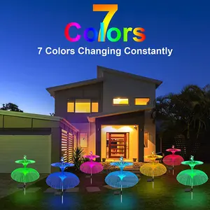 Solar Plug-in Lawn Garden Dekorieren Sie Lichter Wasserdicht 7 Farbwechsel Doppelkopf Quallen und Star Fiber Optic Jellyfish Light