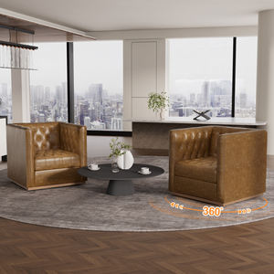 Fauteuil d'appoint moderne pivotant à 360° en cuir PU, design capitonné, coussin épais à haute densité, imperméable, écologique, chambre à coucher, salon - Product Image 1