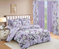 Set Sprei dan Gorden Kamar Tidur Motif Bunga Besar Warna Pink 10 Potong Gaya Amerika