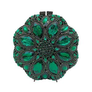 Pochette ronde pour femme avec strass floraux, sac de soirée en cristal, sac à main scintillant pour bal de promo et mariage - Product Image 6