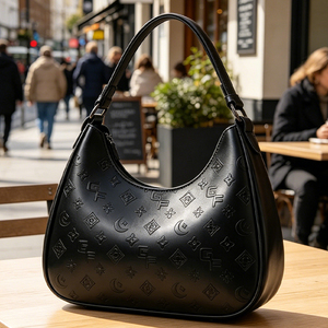 Fashion Women's Shoulder <b>Bag</b>, <b>Black</b> PU Leather Underarm <b>Bag</b> Minimalist Retro Tote <b>Bag</b>, Suitable For Daily Carry - Product Image 3