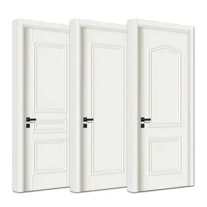 Modern home internal luxury prehung doors design american interior room soundprood pu coated white color hdf solid wood door
