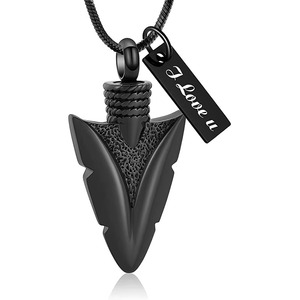 Punta di freccia cremazione urna collana per gli uomini in acciaio inox stile alla moda medaglione con frecce ricordo ciondolo per la perdita della persona amata - Product Image 6