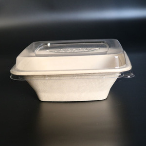 Plateau alimentaire en pâte à papier écologique jetable <span class=keywords><strong>avec</strong></span> <span class=keywords><strong>couvercle</strong></span> en <span class=keywords><strong>plastique</strong></span> transparent Plat et <span class=keywords><strong>assiette</strong></span> à bagasse - Product Image 3