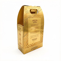 Caja de Regalo Doble para Whisky con Ventana y Lámina Dorada Personalizada, Caja de Papel para Vino con Asa Portátil