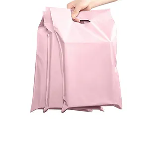 可生物降解塑料快递袋粉色运输信封包装邮件袋定制标志谢谢带手柄的聚邮件袋