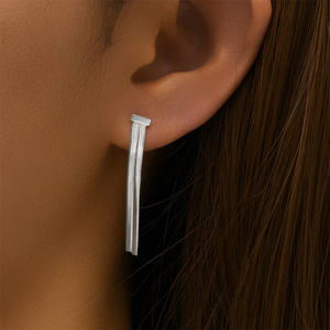 CANNER 18K Gold Plated 925 <b>Sterling</b> <b>Silver</b> Tassel Double Layer Snake Chain <b>Stud</b> <b>Earrings</b> - Product Image 3