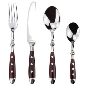 Nhà Máy Bán buôn giả mạo Bakelite xử lý dao kéo <span class=keywords><strong>Flatware</strong></span> Set, thép không gỉ Inox màu xanh lá cây Brown xử lý besteck Set - Product Image 2