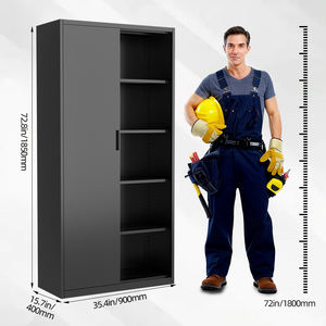 Armadio Archivio in Metallo a 2 Ante, Mobile in Acciaio con Ripiani per Ufficio e Casa - Product Image 2