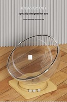 Lit de repos pour chat semi-fermé en acrylique, moderne, solide, pour l'été, avec jouet rotatif en forme de capsule spatiale, amovible, lavable, universel, accessoires pour chat