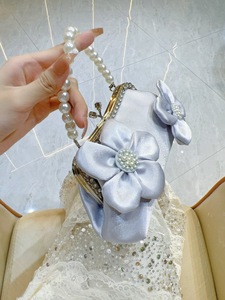 New Chinese Style Open <b>Square</b> Floral Polyester Pearl Wedding Cheongsam Crossbody Evening Bag for Women Portable Tanjing - Product Image 2