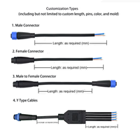 M19 Cable de entrada de alimentación de núcleo 3P autoblocante para iluminación de plantas Cable impermeable con conector de enchufe impermeable