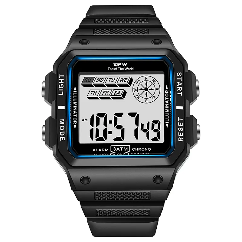 Hot sale classic waterproof alarm watch LED sport digital watches for men