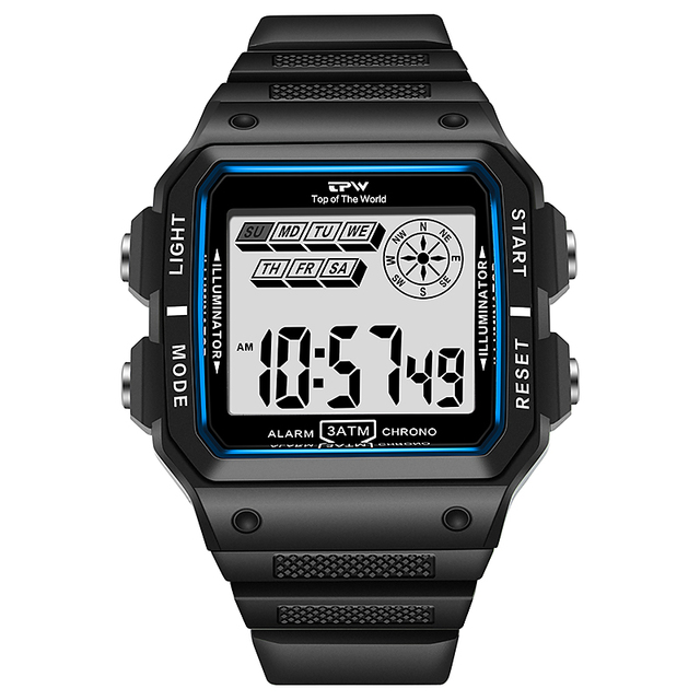 Hot Sale Classic Waterproof Alarm Watch LED Sport Digital Watches for Men