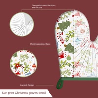 Nouvelle série de Noël d'ustensiles de pâtisserie en silicone résistant aux hautes températures, comprenant des gants en bois, une surface de roulage, un pinceau à huile, une spatule et un accessoire pour lave-vaisselle