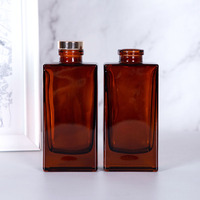 Bouteille en verre vide pour diffuseur de parfum de maison brun ambré avec bouchon 150 ml 150 ml Bouteilles pour diffuseur d'huile essentielle de parfum d'arôme