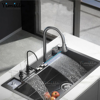 Évier de cuisine multifonctionnel en acier inoxydable SUS304 durable avec surface alvéolée, installation sous plan
