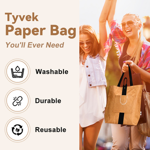 Sac fourre-tout en Tyvek à coutures vives avec poignées décoratives pour les achats de foire aux livres, les courses aux fleuristes et les visites en <span class=keywords><strong>café</strong></span> en plein air - Product Image 4