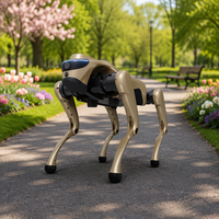 Robot chien intelligent éducatif et divertissant avec une conception quadrupède bionique, fonctions d'application et de commande vocale.