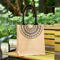 Sac fourre-tout en lin pour femme, motif floral, pliable, avec deux poignées, fait main, pour le travail, les trajets domicile-travail, les courses, respectueux de l'environnement