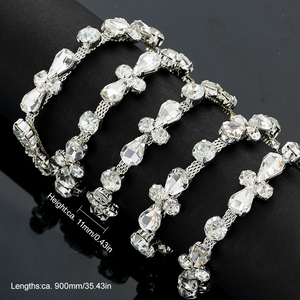 QIAO 90cm strass cristal chaîne <span class=keywords><strong>Diamante</strong></span> dentelle diamant garniture ruban collier Applique gemme étincelle robe de mariée pour bricolage artisanat - Product Image 5