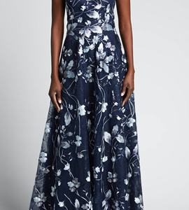 2022 vendita calda signore <span class=keywords><strong>vestiti</strong></span> di tendenza nuovi arrivi vestito da partito occidentale abito lungo in <span class=keywords><strong>Tulle</strong></span> ricamato floreale - Product Image 6