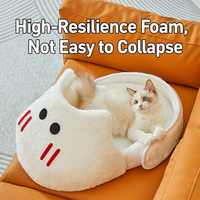 Coussin de couchage semi-fermé en coton pour chat, chaud et doux, amovible et lavable, nid douillet pour chats d'intérieur et petits chiens