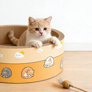 Großes Ovales Umweltfreundliches Wellpappe Modernes Luxus-Katzenkratzbrett Bett-Kombination Ganzjährig Kratzfest - Product Image 6