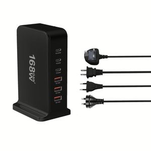 US EU AU UK <b>Plug</b> 168W GaN Fast Charger 3 USB 3 Type C Desktop Charging Station 3A+3C Power <b>Adapter</b> for Tablet Laptop Phone - Product Image 1