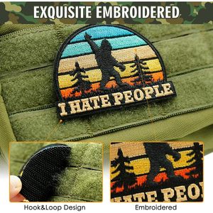 Parche bordado termoadhesivo de fieltro no tejido de poliéster, redondo y colorido, con diseño 'I Hate People' Sasquatch Bigfoot - Product Image 2