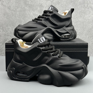 Baskets blanches à plateforme épaisse pour hommes, avec coussin d'air, empeigne respirante, semelle antidérapante et résistante à l'usure, confortables à lacets - Product Image 3