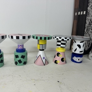 Memphis Style Fiberglass Side <strong>Table</strong> Hand-Painted Geometric Patterns for <strong>High</strong>-End Interior Projects - Product Image 5