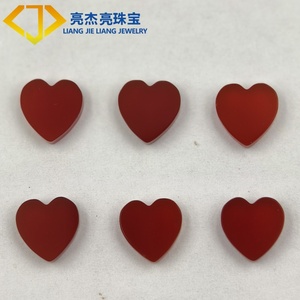 Piedra de Ágata Roja Lisa Personalizada al por Mayor, Ónix Rojo con Base Plana, Piedra en Forma de Corazón para la Fabricación de Joyas - Product Image 1