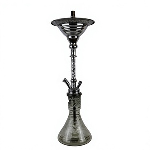 Chicha authentique Khalil Mamoon égyptienne de 82 cm, finition cuivre-doré givrée moderne avec base rouge et noyau en laiton massif - Product Image 2