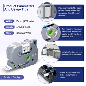 Cinta de Impresora Compatible con Orison TZe <span class=keywords><strong>241</strong></span> <span class=keywords><strong>TZ</strong></span> <span class=keywords><strong>241</strong></span> Tze-<span class=keywords><strong>241</strong></span> de 18 mm, Negra sobre Blanca, Cinta de Etiquetas Laminada para Impresora <span class=keywords><strong>Brother</strong></span> P Touch - Product Image 6