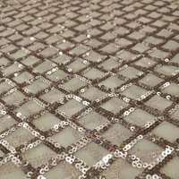 Tissu en maille de perles de 3 mm, tissu en gaze, plaid en diamant, paillettes, 100% polyester, robe de scène de mariage, vêtements de performance, tridimensionnel
