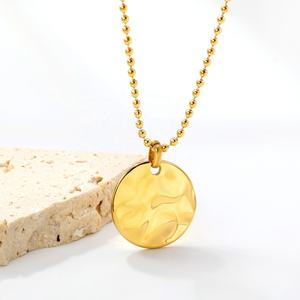 Wholesale Customizable <b>Necklaces</b> Blank Engrave 18K <b>Gold</b> Plated Stainless Steel Jewelry Circle Round <b>Coin</b> Pendant <b>Necklace</b> - Product Image 3