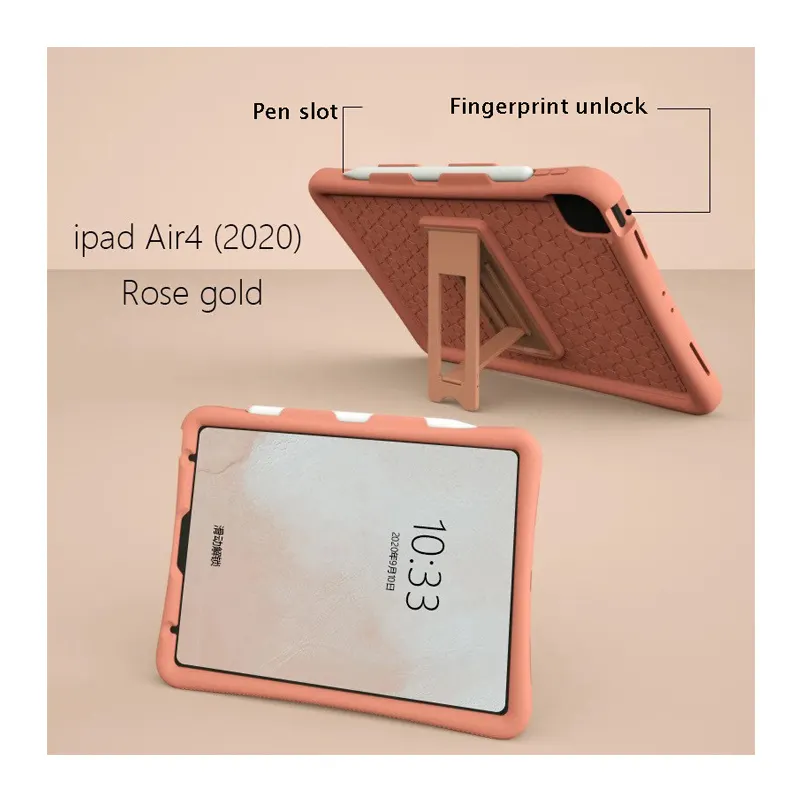 Capa de silicone macio para air 2020, cobertura à prova de choque para desbloqueio de impressão digital 10.2 polegadas 10.5, proteção para tablet
