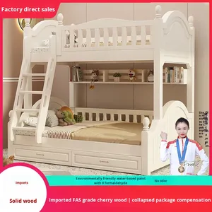 Cama <span class=keywords><strong>litera</strong></span> infantil multifuncional de dos niveles, estilo americano, de madera maciza, doble, alta y baja, origen China, nuevo modelo - Product Image 5