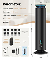 Diffuseur sans eau avec 7 lumières et modes de lumières respirantes, diffuseur d'aromathérapie comprenant 5 huiles parfumées, télécommande