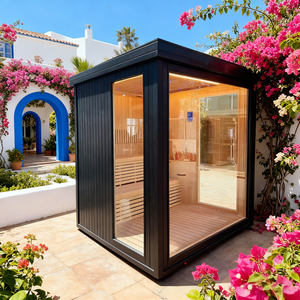 ساونا خشبية داخلية وخارجية بتصميم عصري جميل مع دش وموقد بالأشعة تحت الحمراء للاستخدام الخارجي - Product Image 5