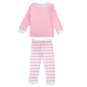 Moda 2022 due pezzi inverno 100% cotone tinta unita bianco rosa dolce pigiami pigiami neonate <span class=keywords><strong>pigiama</strong></span> all'ingrosso - Product Image 4
